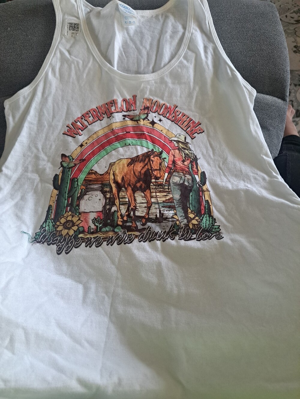 Watermelon Moonshine White Graphic Tank Top for Women